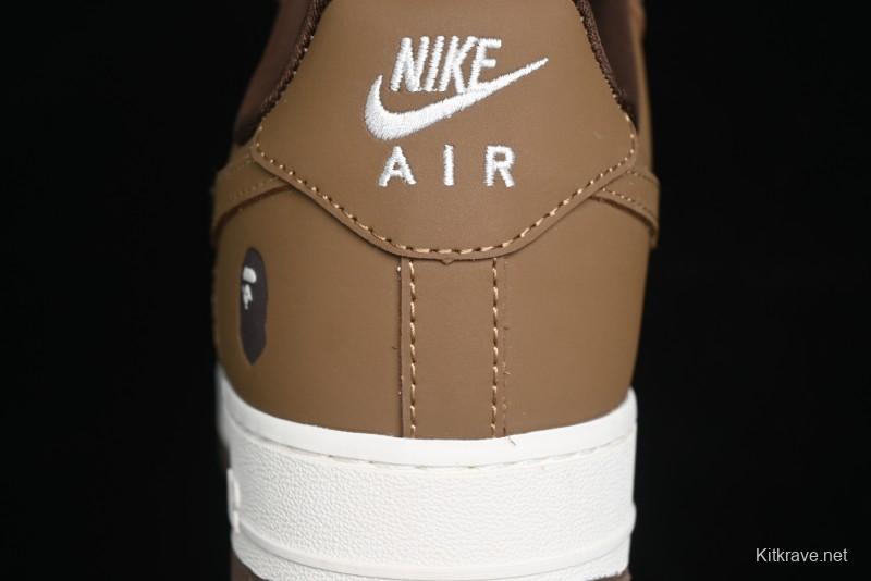 Nike Air Force 1 '07 Low Bape Collaboration - Brown Violent Bear Casual Sneakers - DF0188-013