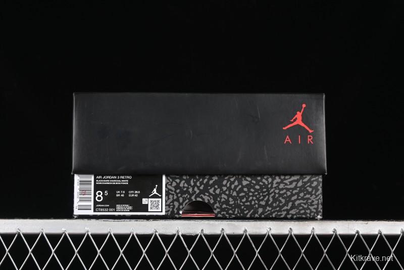 Nike Air Jordan 3 Retro Basketball Shoes in Midnight Black - CT8532-001