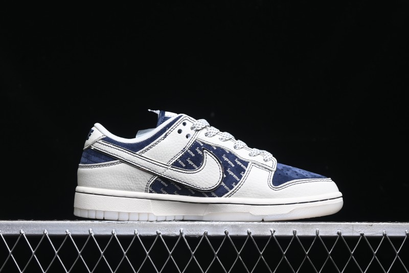 Nike SB Dunk Low Supreme Collaboration - White Blue with Crystal Outsole Anniversary High-End Custom Low-Top Casual Skate Shoes - XS1086-002
