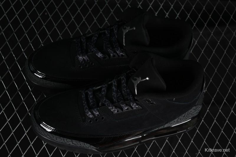 Nike Air Jordan 3 Retro Basketball Shoes in Midnight Black - CT8532-001