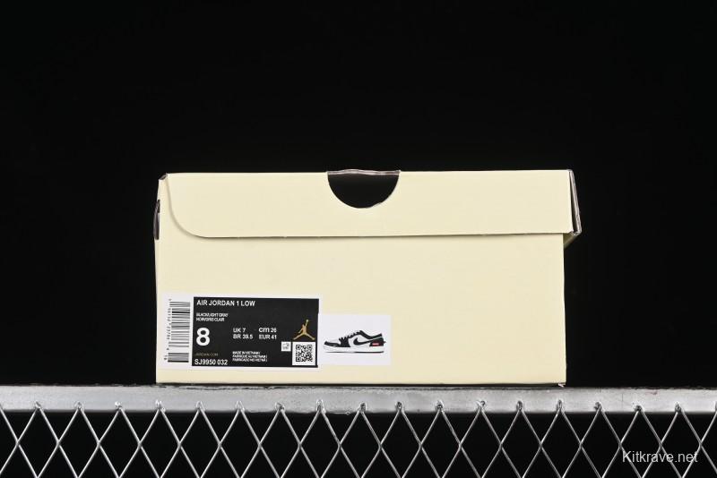 Nike Air Jordan 1 Low Supreme Collaboration - Black Grey Pigskin Two-Tone High-End Custom Retro Basketball Shoes - SJ9950-032