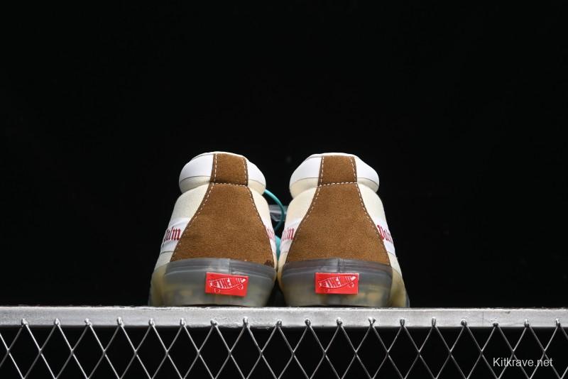 Palm Angels x Vans Sk8-Mid Collaboration Mid-Top Skate Shoes with Distressed Sole - VN000CRPGRN