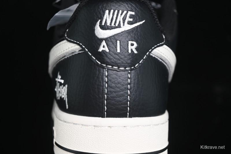 Nike Air Force 1 '07 Low Stussy Collaboration - All Black Low-Top Casual Sneakers - XZ6188-311