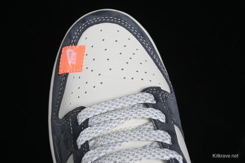 Nike SB Dunk Low Stussy Collaboration Patch Grey Black Black Swoosh Anniversary Custom Low-Top Casual Skate Shoes - MM1089-026