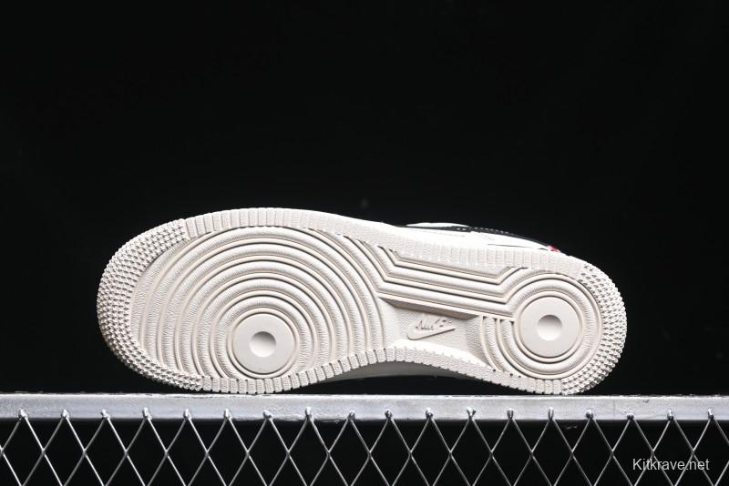 Nike Air Force 1 '07 Low Stussy Collaboration - White Black Swoosh Red Tab Low-Top Casual Sneakers - SJ6698-015
