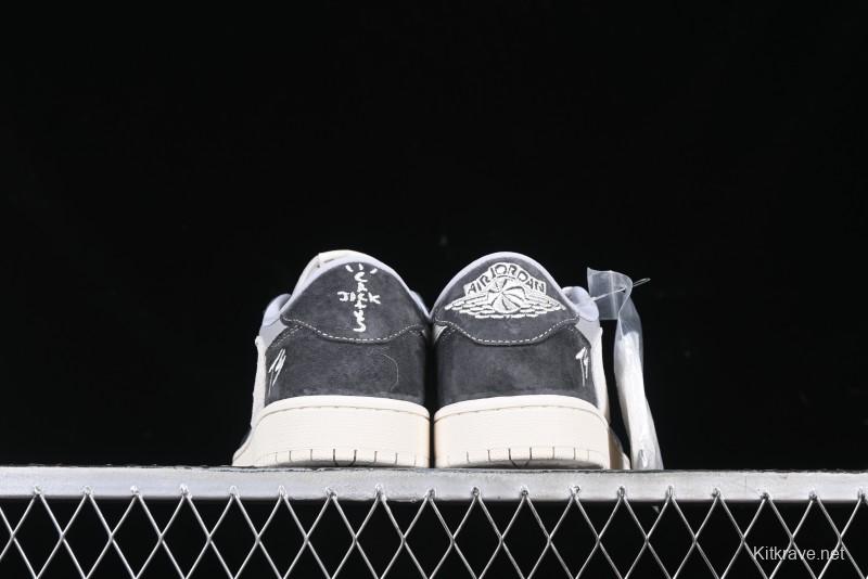 Nike Travis Scott x Fragment Design x Air Jordan 1 Low OG SP AJ1 Retro Sneakers in Traffic Grey - CF3688-055