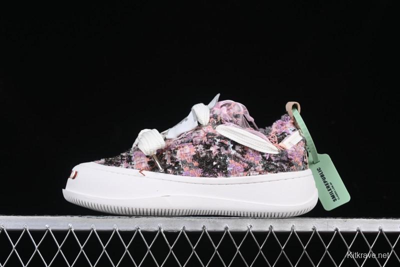 SMILEREPUBLIC SMILE Canvas Sneakers with Cut Wool Fringe and Unique Weaving - G.D4