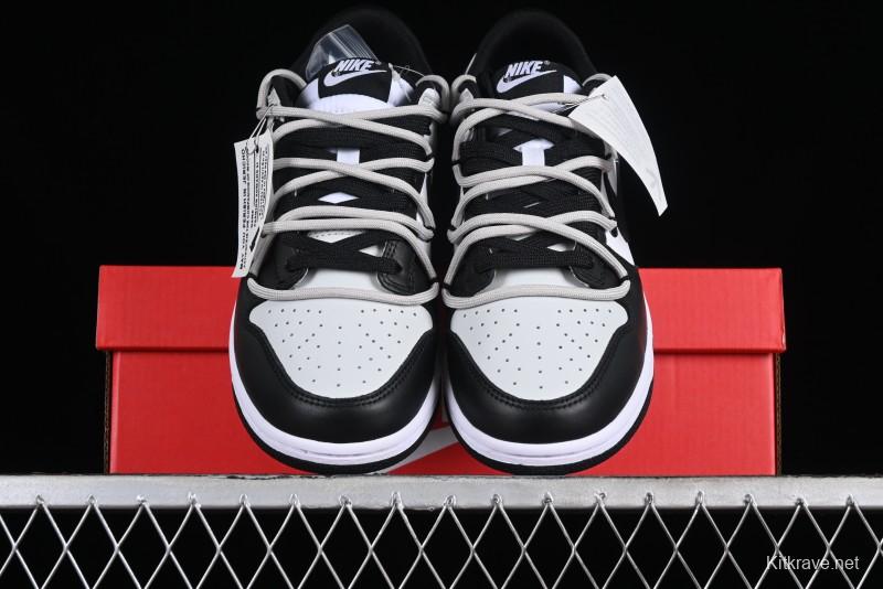 Nike Dunk Low Letter Panda Black Grey High Street Deconstructed SB Strap Low-top Casual Skate Shoes - CW1590-100