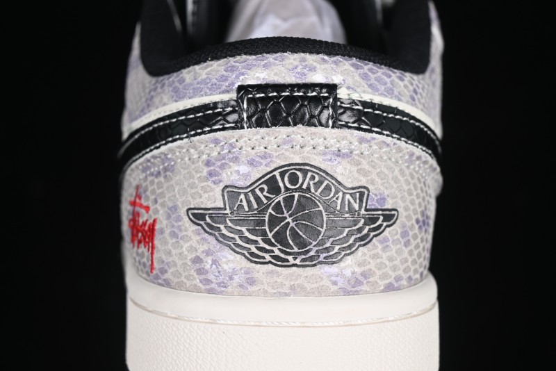 Nike Air Jordan 1 Low AJ1 Stussy Snake Year Limited Edition Purple Snake Grain High-End Custom Retro Basketball Shoes - FC1688-201