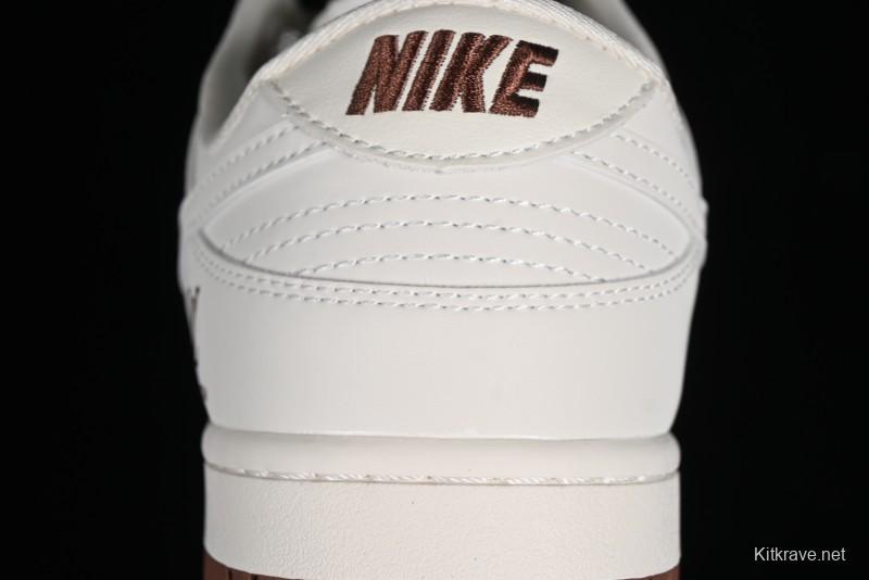 Nike SB Dunk Low LV Collaboration - Double Swoosh Beige Brown Anniversary High-End Custom Low-Top Casual Skate Shoes - XX2025-309