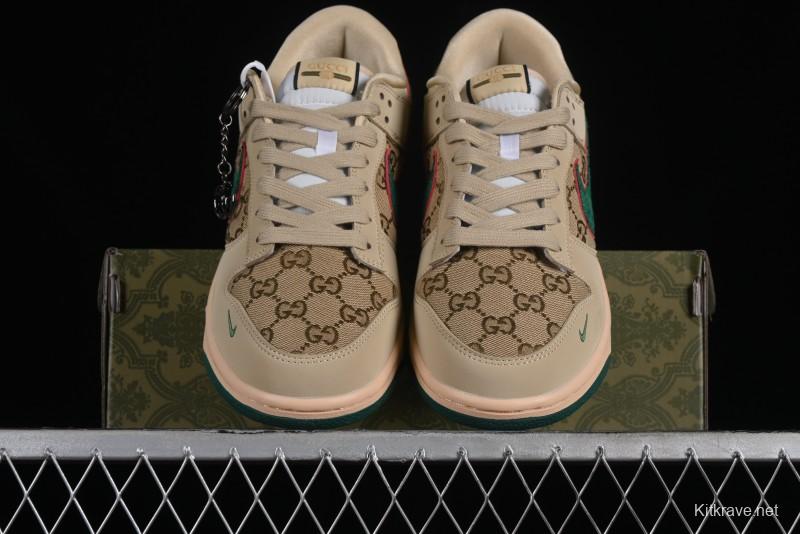 Nike SB Dunk Low Gucci Collaboration - Anniversary High-End Customized Low-Top Casual Sneakers - DQ1098-357