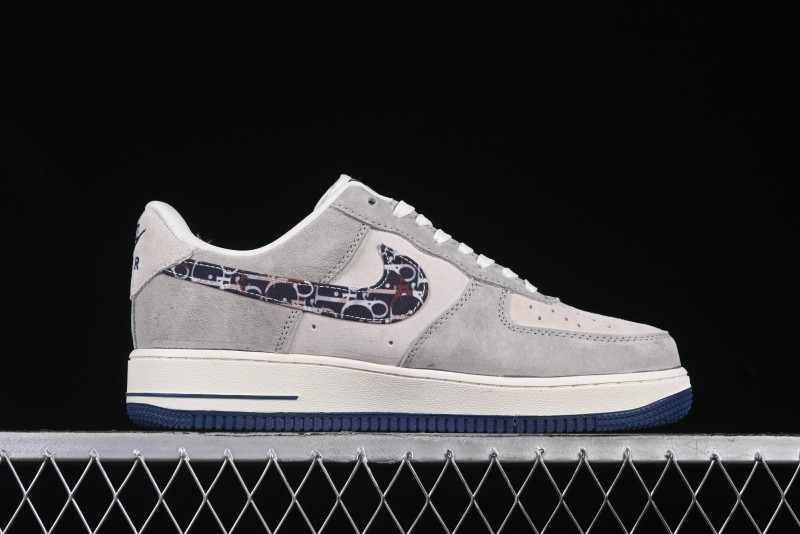 Nike Air Force 1 '07 Low Dior Collaboration Grey Blue Ghost Face Casual Sneakers - KK1988-044