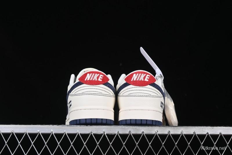 Nike SB Dunk Low Supreme Collaboration Grey Blue Woven Label Anniversary High-End Custom Low-Top Casual Skate Shoes - BB7518-026