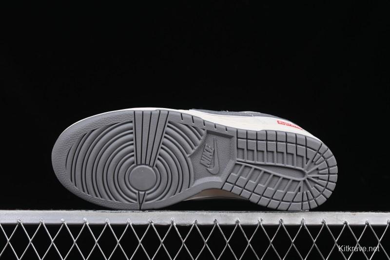 Nike SB Dunk Low Supreme Collaboration Grey Swoosh Double Mini Swoosh Anniversary Custom Low-Top Casual Sneakers - XX2025-688