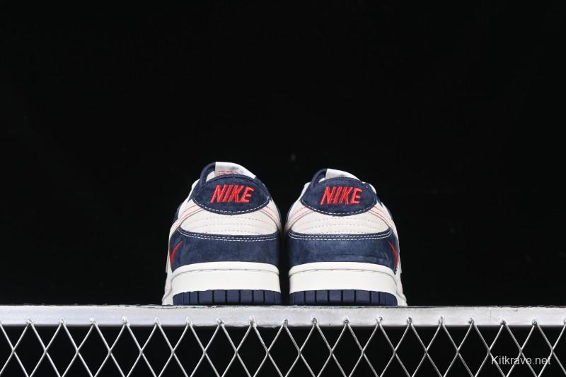 Nike SB Dunk Low Supreme Collaboration - Two-Tone White Swoosh Anniversary Customized Low-Top Casual Skate Shoes - DJ2024-045