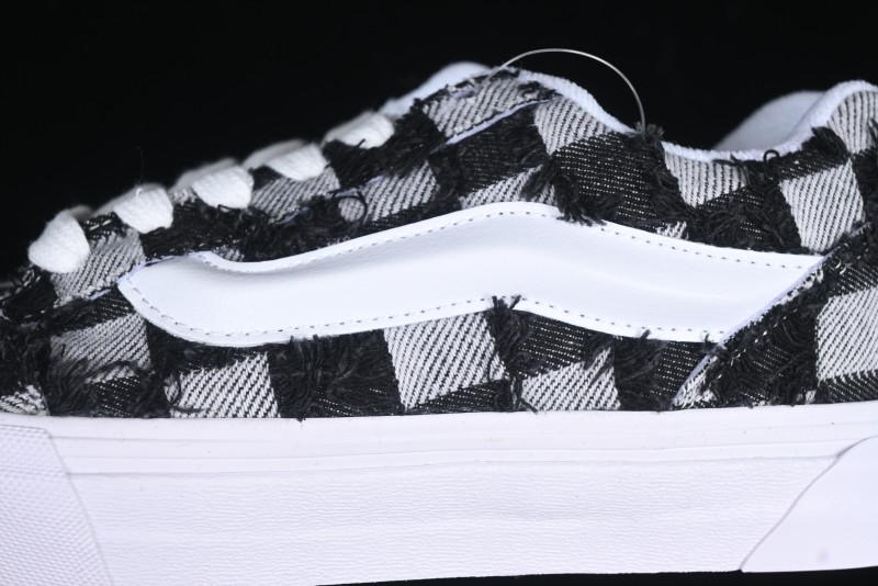 Vans Knu Skool Checkerboard Washed Denim Low-Top Casual Skate Shoes - VN000CS0239