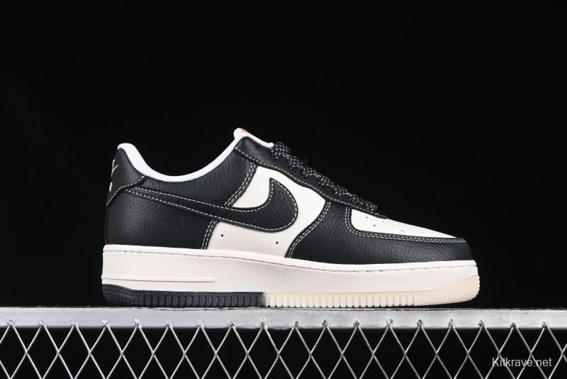 Nike Air Force 1 '07 Low Stussy Supreme Collaboration Dual-Tone Black Red Logo Low-Top Casual Sneakers - HH7518-043