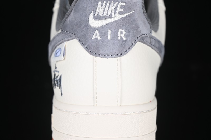 Nike Air Force 1 '07 Low Stussy Collaboration - Grey Swoosh Casual Sneakers - XZ6188-256