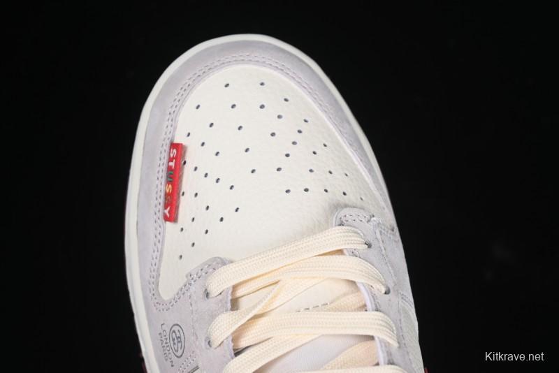 Nike SB Dunk Low Stussy Anniversary Edition Custom Sneakers with Red Swoosh - KK1333-021