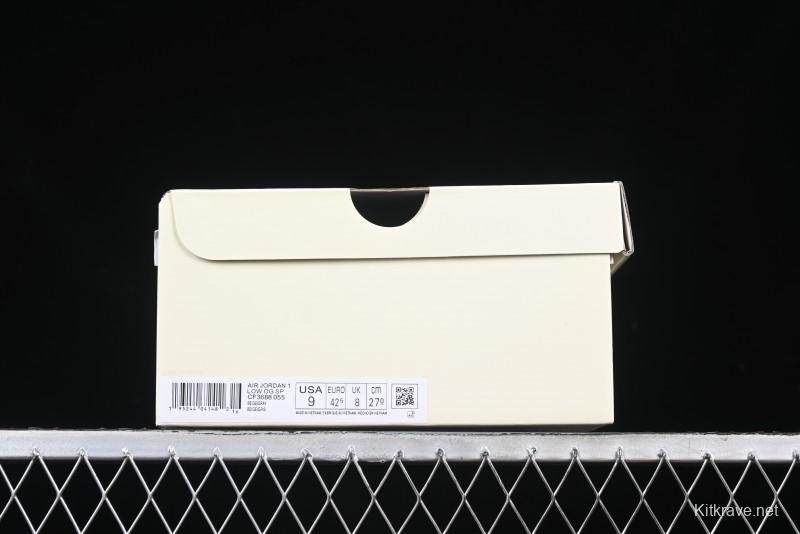 Nike Travis Scott x Fragment Design x Air Jordan 1 Low OG SP AJ1 Retro Sneakers in Traffic Grey - CF3688-055