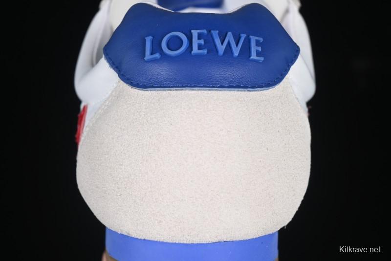 Loewe Ballet Runner 2.0 Sneakers Retro Style Low-Profile Casual Sports Shoes with Asymmetric Toe Design - White Blub