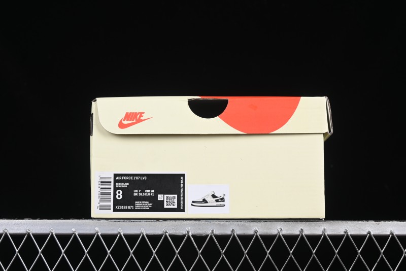 Nike Air Force 1 '07 Low Stussy Collaboration - Black White Casual Sneakers - XZ6188-671