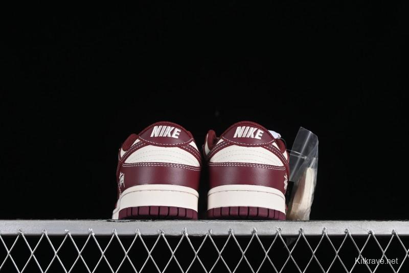 Nike SB Dunk Low Stussy Collaboration - Burgundy Starry Sky Anniversary High-End Custom Low-Top Casual Skate Shoes - BB9898-001