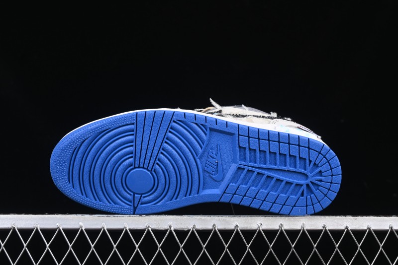 Nike Air Jordan 1 Low Retro Basketball Shoes Panda Prank Surf Fishing Overfishing Blue Brown Gray - 553558-140