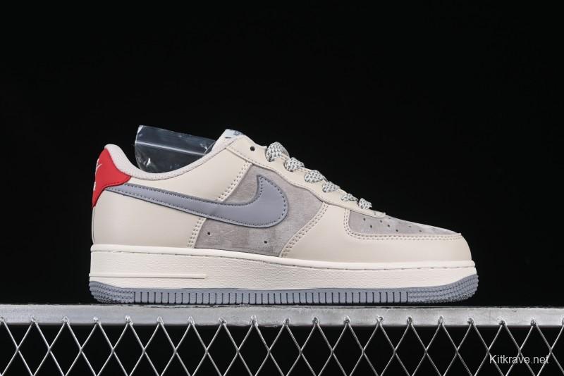 Nike Air Force 1 '07 Low The North Face Collaboration Patchwork Pigskin Red Tail Casual Sneakers - XZ6188-649