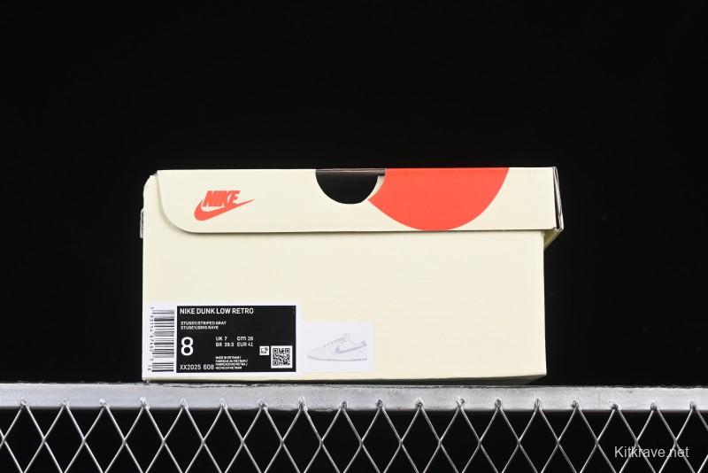 Nike SB Dunk Low Stussy Collaboration Light Grey Brushed Swoosh Anniversary Custom Low-Top Casual Sneakers - XX2025-608