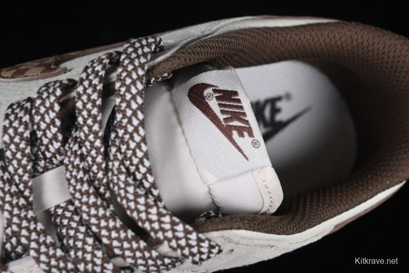 Nike SB Dunk Low Gucci Collaboration Monogram Beige Brown Swoosh Anniversary Custom Low-Top Casual Skate Shoes - DJ2024-059