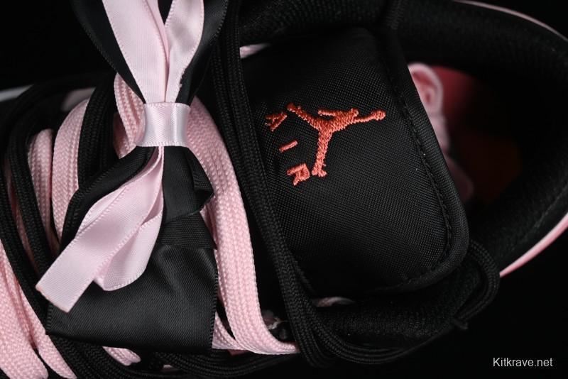 Nike Air Jordan 1 Low AJ1 Retro Basketball Shoes with Black Pink Bow Design - DX4374-008