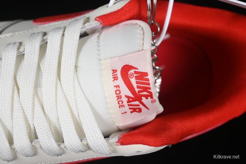 Nike Air Force 1 '07 Low Stussy Collaboration Beige Deep Orange Low-Top Casual Sneakers - DF0188-031