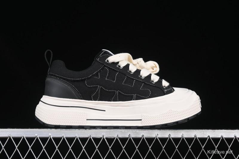 Shoot Brand Resonance Black Plum Retro Comfort Leather Anti-Slip Elevated Low-Top Casual Skate Shoes - AJD4