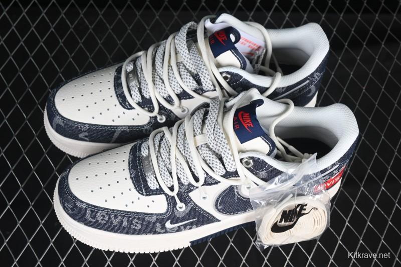 Nike Air Force 1 '07 Low Levi's Collaboration Light Blue Denim Drawstring Casual Sneakers - SJ1198-900