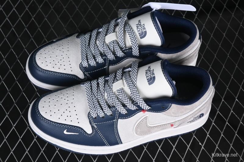 Nike Air Jordan 1 Low AJ1 The North Face Collaboration Blue White Grey Retro Basketball Shoes - DM9188-016