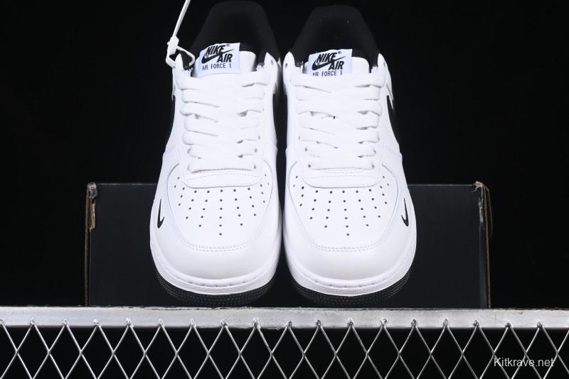 Nike Air Force 1 '07 Low White Black Swoosh Casual Sneakers - 315122-103