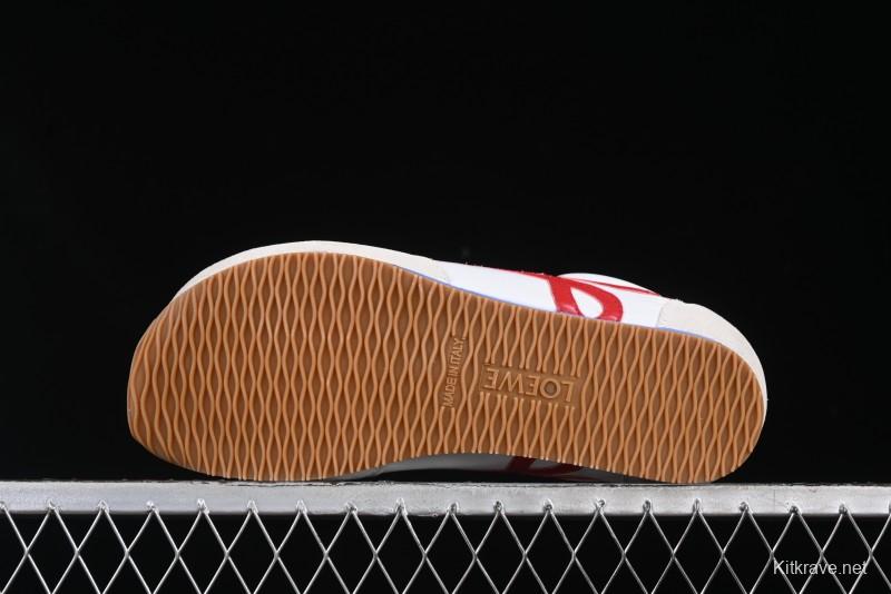 Loewe Ballet Runner 2.0 Sneakers Retro Style Low-Profile Casual Sports Shoes with Asymmetric Toe Design - White Blub