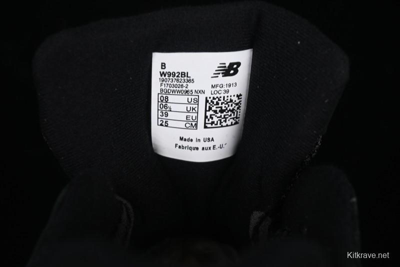 New Balance Made In USA 992 Classic Retro Running Shoes with Superior Cushioning - M992BL