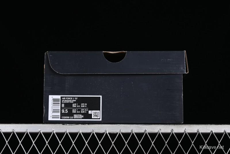 Nike Air Force 1 '07 Low Casual Sneakers in White Green Colorway - CQ5059-110