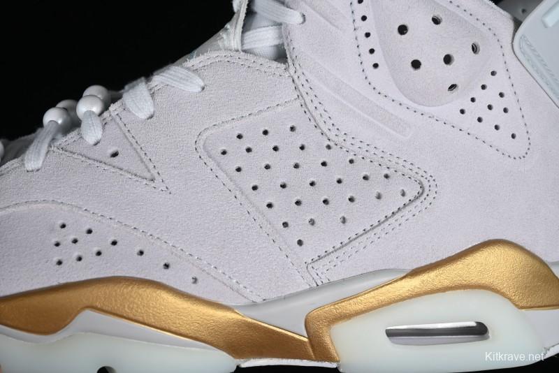 Nike Air Jordan 6 Retro Paris Olympics Sneakers with Metallic Gold Accents - DQ4914-074