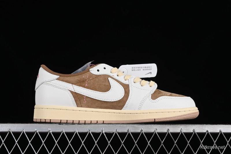 Nike Travis Scott x Air Jordan 1 Low OG AJ1 Reverse Swoosh Sneakers - DM7866-106