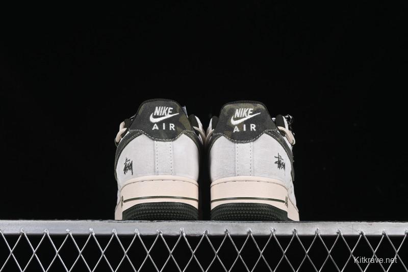 Nike Air Force 1 '07 Low Stussy Collaboration Camo Swoosh Drawstring Casual Sneakers - DM6688-014