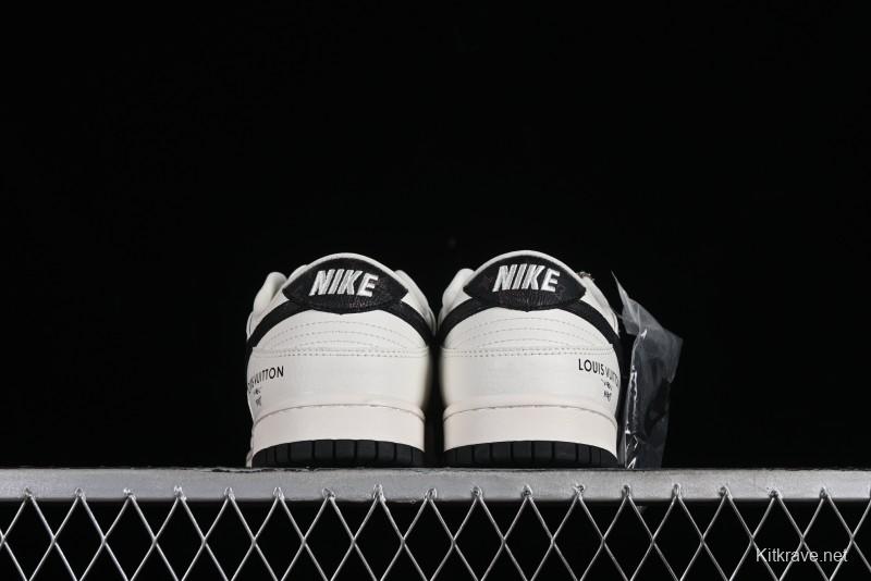 Nike Dunk Low LV Collaboration - Monogram Beige Black Hook SB Low Top Casual Skate Shoes - FC1688-189