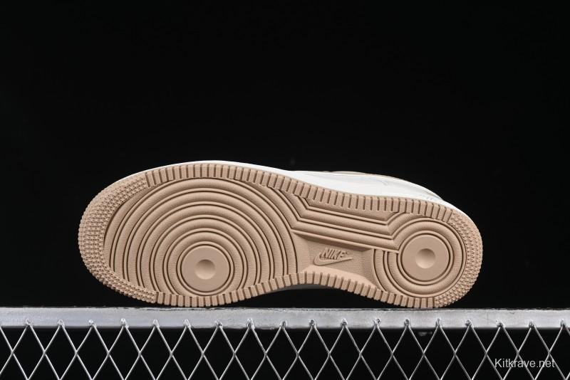 Nike Air Force 1 '07 Low QR Code Metallic Gold Star Sneakers Low-Top Casual Shoes - CU1836-965