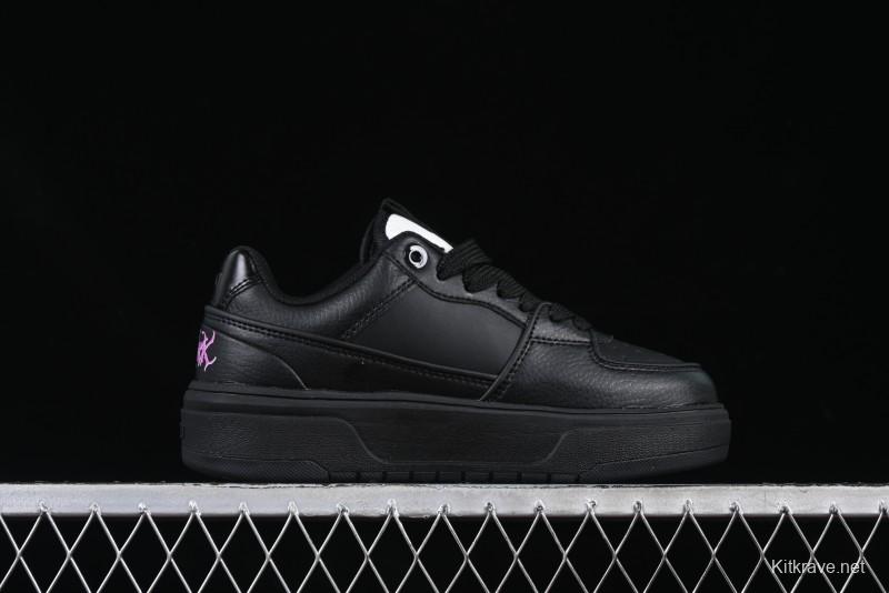 NY Yankees Black Leather Sneakers with Bold Pink Logo