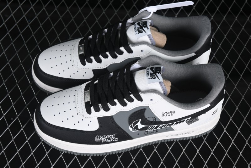 Nike Air Force 1 MVP "Rock Plan" Custom Edition - Black & White