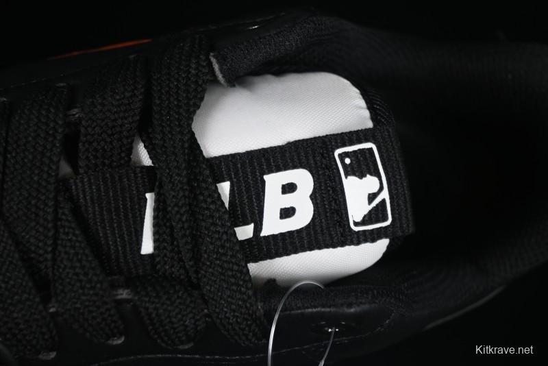 NY Yankees Black Leather Sneakers – Bold Orange Logo Edition