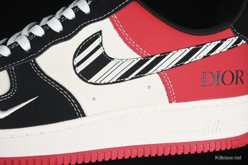 Nike Air Force 1'07 Low Dior Collaboration Red Black Zebra Print Casual Sneakers - KK1988-066