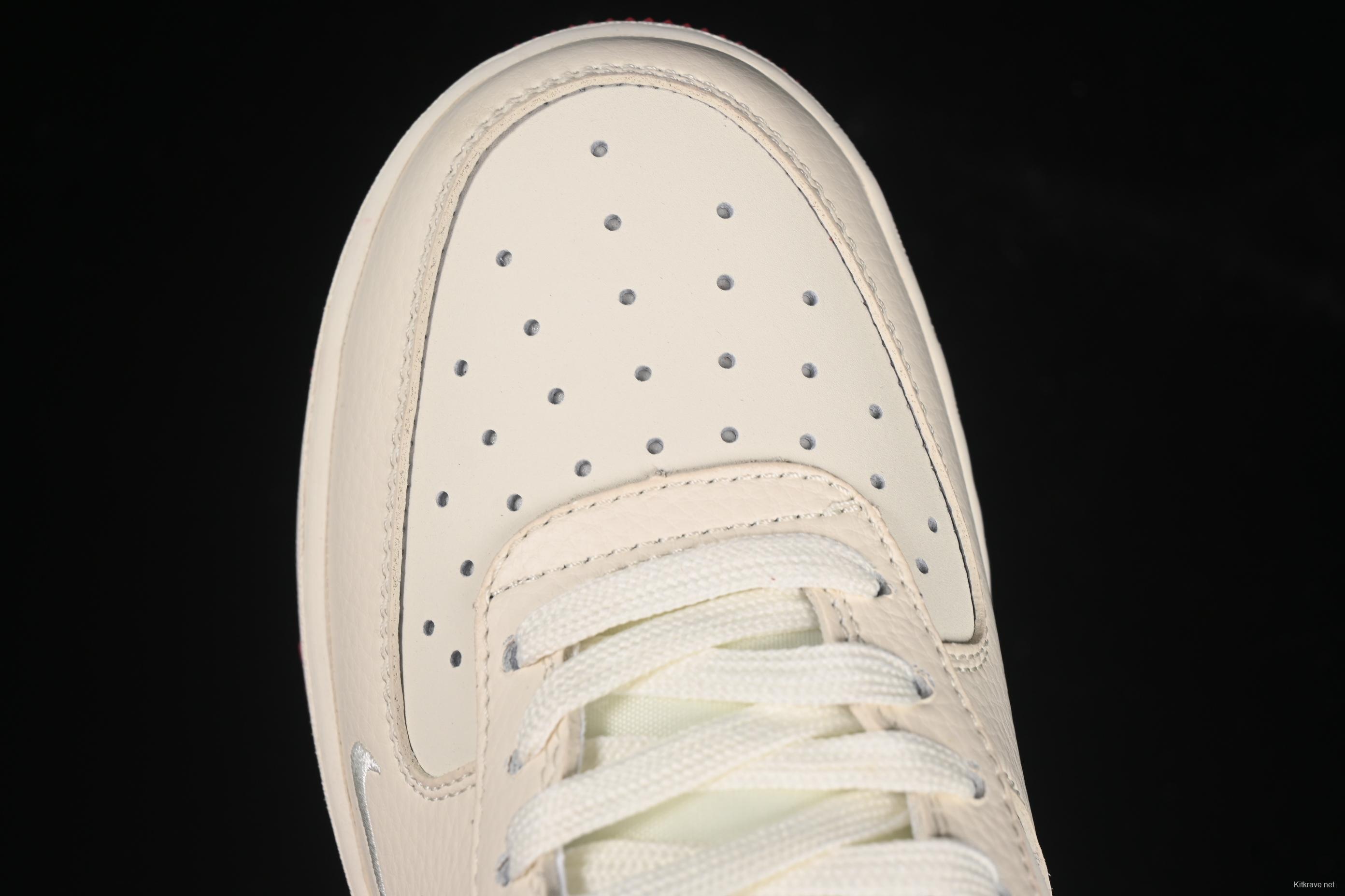 Nike Air Force 1 '07 Low Supreme Collaboration Sneakers with Red Snake Swoosh - DF0188-040